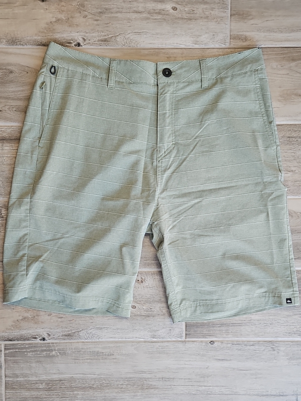 Quiksilver Men's Sage Green Striped Amphibian Shorts